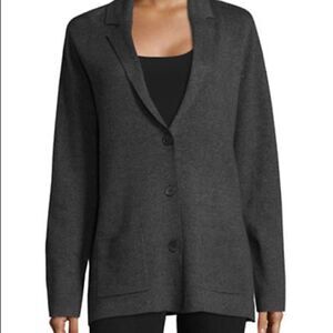 Jones New York Notch Collar Sweater Jacket-GREY-Small